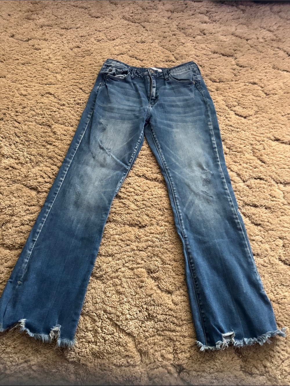 KanCan Medium Blue Distressed Flare Jeans